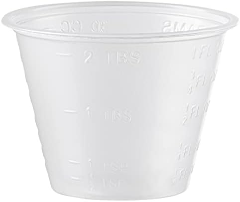 [100 ספירה-1 עוז.] כוס מדידה פלסטיק חד פעמית לרפואה נוזלית, אפוקסי, וגלולות